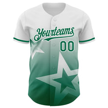 Загрузить изображение в средство просмотра галереи, Custom White Kelly Green 3D Pattern Design Gradient Style Twinkle Star Authentic Baseball Jersey
