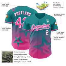 Загрузить изображение в средство просмотра галереи, Custom Teal Pink-White 3D Pattern Design Gradient Style Twinkle Star Authentic Baseball Jersey

