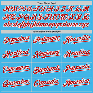 Custom Sky Blue Red-White 3D Pattern Design Gradient Style Twinkle Star Authentic Baseball Jersey