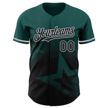 Загрузить изображение в средство просмотра галереи, Custom Midnight Green Black-Gray 3D Pattern Design Gradient Style Twinkle Star Authentic Baseball Jersey
