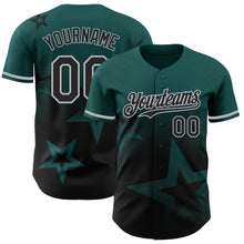 Загрузить изображение в средство просмотра галереи, Custom Midnight Green Black-Gray 3D Pattern Design Gradient Style Twinkle Star Authentic Baseball Jersey
