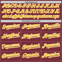 Load image into Gallery viewer, Custom Burgundy Gold-White 3D Pattern Design Gradient Style Twinkle Star Authentic Baseball Jersey

