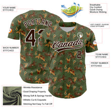 Load image into Gallery viewer, Custom Green Brown-White 3D Pattern Design Animal Leopard And Hawaii Palm Leaves Authentic Baseball Jersey

