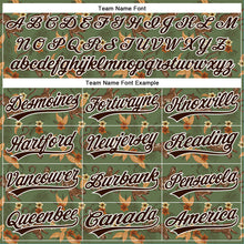 Load image into Gallery viewer, Custom Green Brown-White 3D Pattern Design Animal Leopard And Hawaii Palm Leaves Authentic Baseball Jersey
