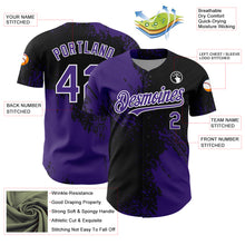 Charger l&#39;image dans la galerie, Custom Purple Black-White 3D Pattern Design Abstract Brush Stroke Authentic Baseball Jersey
