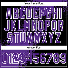 Charger l&#39;image dans la galerie, Custom Purple Black-White 3D Pattern Design Abstract Brush Stroke Authentic Baseball Jersey

