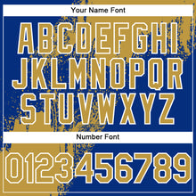 Загрузить изображение в средство просмотра галереи, Custom Old Gold Royal-White 3D Pattern Design Abstract Brush Stroke Authentic Baseball Jersey
