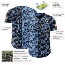 Load image into Gallery viewer, Custom Light Blue Black 3D Pattern Design Tropical Hawaii Palm Trees Authentic Baseball Jersey
