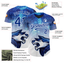 Загрузить изображение в средство просмотра галереи, Custom Royal White 3D Pattern Design Animal Wolf Authentic Baseball Jersey
