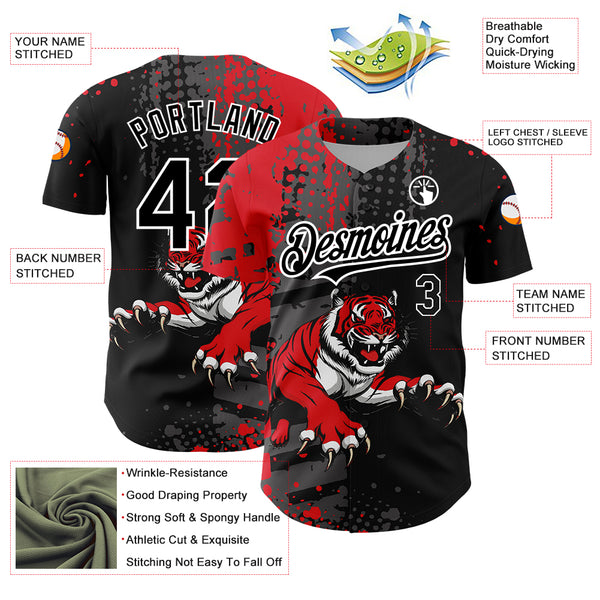 2024 Cheap Custom Black Red-White 3D Pattern Design Animal Tiger