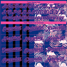 Laden Sie das Bild in den Galerie-Viewer, Custom Royal Pink-Black 3D Pattern Design Tropical Palm Leaves And Famingo Authentic Baseball Jersey
