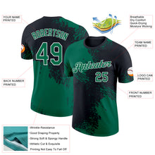 Charger l&#39;image dans la galerie, Custom Kelly Green Black-White 3D Pattern Design Abstract Brush Stroke Performance T-Shirt

