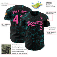 Load image into Gallery viewer, Custom Black Pink-Teal 3D Pattern Design Abstract Splatter Texture Authentic Baseball Jersey
