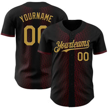 Загрузить изображение в средство просмотра галереи, Custom Black Old Gold-Burgundy 3D Pattern Design Geometric Shapes Authentic Baseball Jersey
