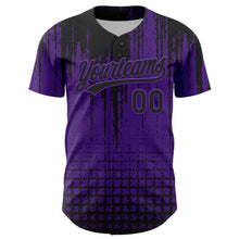 Загрузить изображение в средство просмотра галереи, Custom Purple Black 3D Pattern Design Abstract Shape Authentic Baseball Jersey
