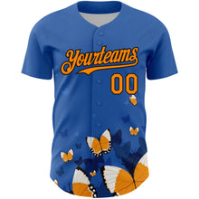 Load image into Gallery viewer, Custom Royal Orange-Black 3D Pattern Design Animal Butterfly Authentic Baseball Jersey
