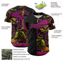 Загрузить изображение в средство просмотра галереи, Custom Black Deep Pink 3D Pattern Design Rave Monster Authentic Baseball Jersey
