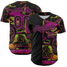 Загрузить изображение в средство просмотра галереи, Custom Black Deep Pink 3D Pattern Design Rave Monster Authentic Baseball Jersey
