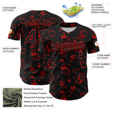Загрузить изображение в средство просмотра галереи, Custom Black Red 3D Pattern Design Rave Bloody Handprint Authentic Baseball Jersey

