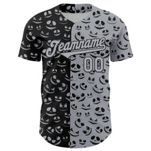 Загрузить изображение в средство просмотра галереи, Custom Gray Black 3D Pattern Design Rave Halloween Pumpkin Authentic Baseball Jersey
