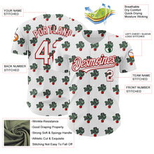 Load image into Gallery viewer, Custom White Red 3D Pattern Design Tropical Anthurium Crystal Authentic Baseball Jersey
