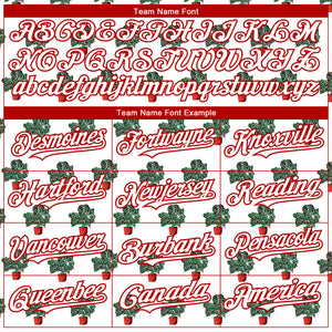 Custom White Red 3D Pattern Design Tropical Anthurium Crystal Authentic Baseball Jersey