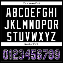 Load image into Gallery viewer, Custom Black Purple-White 3D Pattern Design Abstract Colorful Glittering Dot Authentic Baseball Jersey
