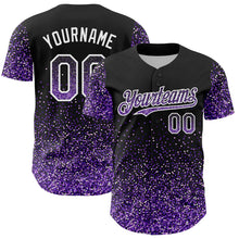 Load image into Gallery viewer, Custom Black Purple-White 3D Pattern Design Abstract Colorful Glittering Dot Authentic Baseball Jersey
