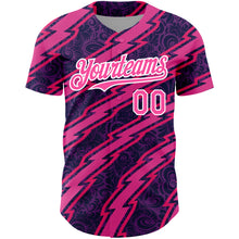 Load image into Gallery viewer, Custom Purple Pink-White 3D Pattern Design Zigzag Authentic Baseball Jersey
