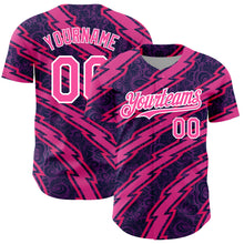 Load image into Gallery viewer, Custom Purple Pink-White 3D Pattern Design Zigzag Authentic Baseball Jersey
