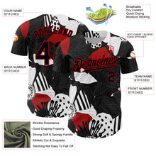 Laden Sie das Bild in den Galerie-Viewer, Custom Black Red-White 3D Pattern Design Flower Authentic Baseball Jersey
