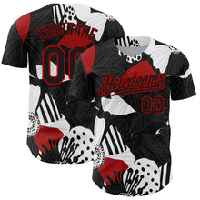 Laden Sie das Bild in den Galerie-Viewer, Custom Black Red-White 3D Pattern Design Flower Authentic Baseball Jersey
