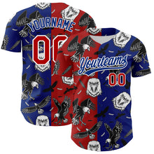 Load image into Gallery viewer, Custom Royal Red-White 3D Pattern Design American Eagle Authentic Baseball Jersey
