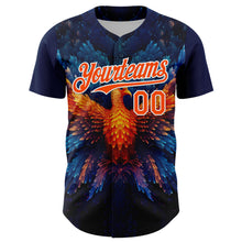 Load image into Gallery viewer, Custom Navy Orange-White 3D Pattern Design Rave Phoenix Authentic Baseball Jersey

