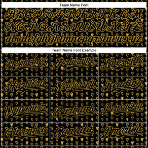 Custom Black Old Gold 3D Pattern Design Hearts Authentic Baseball Jersey