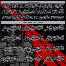 Load image into Gallery viewer, Custom Black Red-Gray 3D Pattern Design Knight Hero Art Authentic Baseball Jersey
