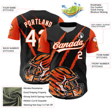 Load image into Gallery viewer, Custom Black White-Orange 3D Pattern Design Football Helmet And Animal Claw Authentic Baseball Jersey
