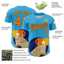 Load image into Gallery viewer, Custom Sky Blue Bay Orange US Navy Blue-Yellow 3D Pattern Design Champion Trophy Authentic Baseball Jersey
