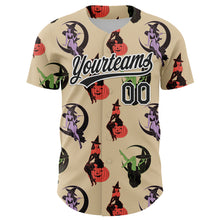 Load image into Gallery viewer, Custom City Cream Black-White 3D Pattern Halloween Authentic Baseball Jersey
