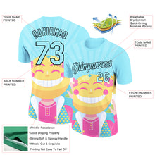 Laden Sie das Bild in den Galerie-Viewer, Custom Ice Blue Black 3D Pattern Design Smile Emoji Performance T-Shirt
