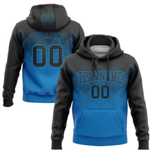 Load image into Gallery viewer, Custom Stitched Black Blue 3D Pattern Design Gradient Square Shape Sports Pullover Sweatshirt Hoodie
