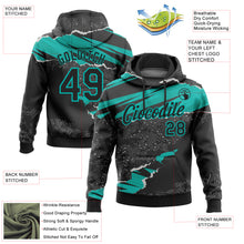 Load image into Gallery viewer, Custom Stitched Black Aqua 3D Pattern Design Torn Paper Style Sports Pullover Sweatshirt Hoodie
