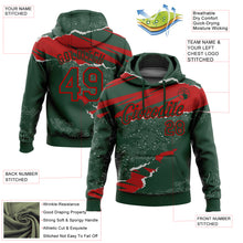 Laden Sie das Bild in den Galerie-Viewer, Custom Stitched Green Red 3D Pattern Design Torn Paper Style Sports Pullover Sweatshirt Hoodie
