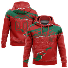 Load image into Gallery viewer, Custom Stitched Red Kelly Green 3D Pattern Design Torn Paper Style Sports Pullover Sweatshirt Hoodie

