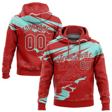 Charger l&#39;image dans la galerie, Custom Stitched Red Ice Blue 3D Pattern Design Torn Paper Style Sports Pullover Sweatshirt Hoodie
