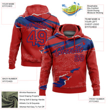Load image into Gallery viewer, Custom Stitched Red Royal 3D Pattern Design Torn Paper Style Sports Pullover Sweatshirt Hoodie
