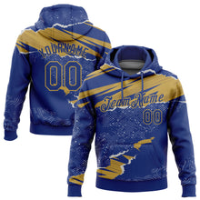 Charger l&#39;image dans la galerie, Custom Stitched Royal Old Gold 3D Pattern Design Torn Paper Style Sports Pullover Sweatshirt Hoodie
