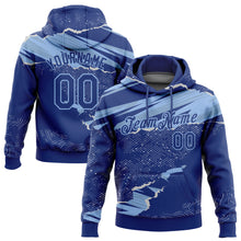 Charger l&#39;image dans la galerie, Custom Stitched Royal Light Blue 3D Pattern Design Torn Paper Style Sports Pullover Sweatshirt Hoodie
