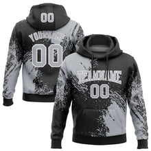 Load image into Gallery viewer, Custom Stitched Black Gray-White 3D Pattern Design Abstract Brush Stroke Sports Pullover Sweatshirt Hoodie

