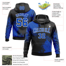 Load image into Gallery viewer, Custom Stitched Black Thunder Blue-White 3D Pattern Design Abstract Brush Stroke Sports Pullover Sweatshirt Hoodie
